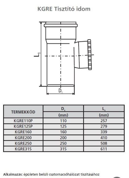 Kép KG 315 csatorna tisztító idom