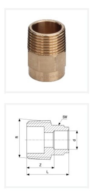 Kép Viega 4243G 6/4˝ * 42mm KM csatlakozó, vörösöntvény