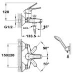 Kép Mofém PRO kádtöltő csaptelep BASIC zuhanyszettel 151-1701-00