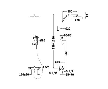 Mutassa a/az Mofém Zenit zuhanyrendszer, Dual control csapteleppel állítható teleszkópos felszállócsővel  153-1901-03 részleteit Kép Mofém Zenit zuhanyrendszer, Dual control csapteleppel állítható teleszkópos felszállócsővel  153-1901-03