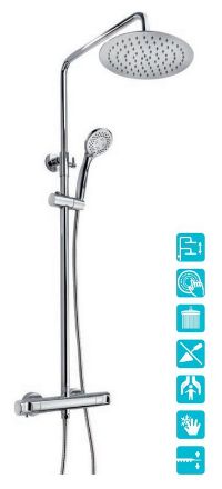 Mutassa a/az Mofém Zenit termosztátos zuhanyrendszer, állítható teleszkópos felszállócsővel 170-1901-00 részleteit Kép Mofém Zenit termosztátos zuhanyrendszer, állítható teleszkópos felszállócsővel 170-1901-00