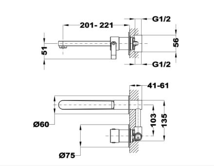 Mutassa a/az Teka LAVI fali mosdó csaptelep fekete-tölgy részleteit Kép Teka LAVI fali mosdó csaptelep fekete-tölgy