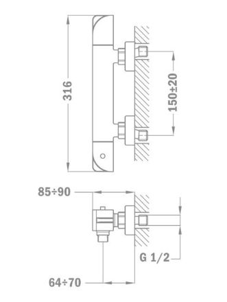 Mutassa a/az Teka SOLLER fekete termosztátos zuhany csaptelep (zuhanyszett nélkül) részleteit Kép Teka SOLLER fekete termosztátos zuhany csaptelep (zuhanyszett nélkül)