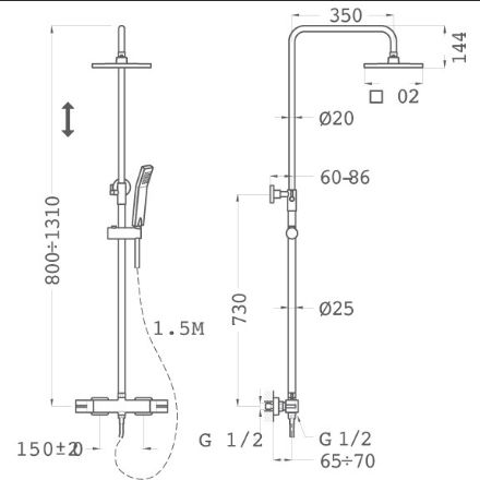 Mutassa a/az Teka SOLLER fekete Dual Control zuhanyrendszer részleteit Kép Teka SOLLER fekete Dual Control zuhanyrendszer