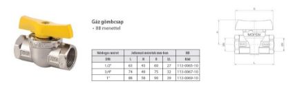 Mutassa a/az Mofém Flexum 1/2˝ BB  gáz gömbcsap részleteit Kép Mofém Flexum 1/2˝ BB  gáz gömbcsap