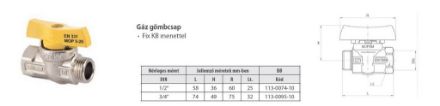 Mutassa a/az Mofém Flexum 1/2˝ Fix KB gáz gömbcsap részleteit Kép Mofém Flexum 1/2˝ Fix KB gáz gömbcsap