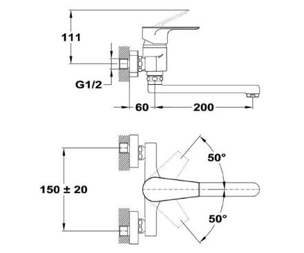 Mutassa a/az Mofém Trend Plus fali mosogató csaptelep (152-1551-06) részleteit Kép Mofém Trend Plus fali mosogató csaptelep (152-1551-06)