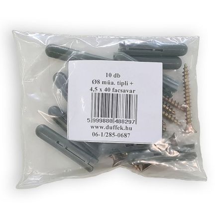 Mutassa a/az D8 / 4,5*40 müa. tipli + facsavar részleteit Kép D8 / 4,5*40 müa. tipli + facsavar