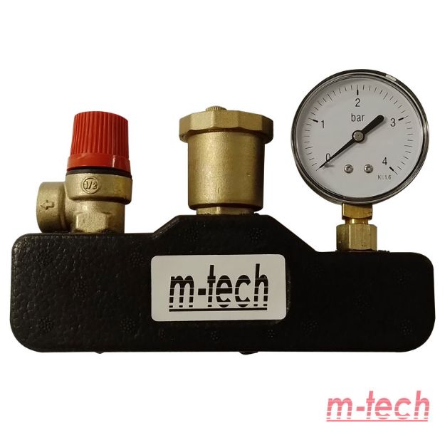 Kép m-tech UniTherm biztonsági szerelvénycsoport 1" fűtésre, sárgaréz