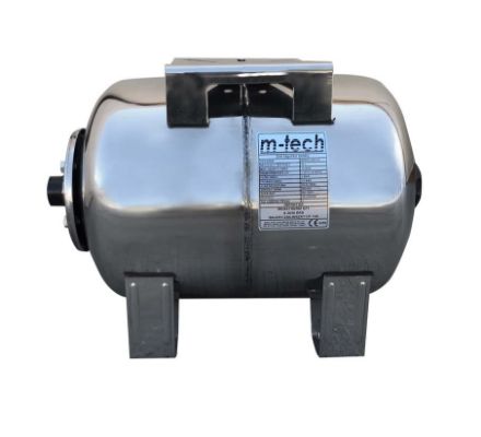 Mutassa a/az m-tech 24 L (10 bar) hidrofortartály, fekvő kivitel, AISI 304 INOX, cserélhető EPDM membrán részleteit Kép m-tech 24 L (10 bar) hidrofortartály, fekvő kivitel, AISI 304 INOX, cserélhető EPDM membrán