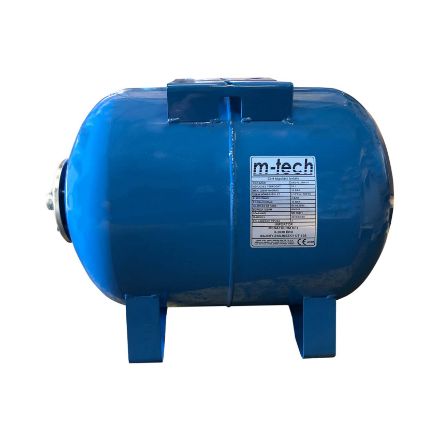 Mutassa a/az m-tech 18 L (10 bar) hidrofortartály, fekvő kivitel, kék színben, cserélhető EPDM membrán részleteit Kép m-tech 18 L (10 bar) hidrofortartály, fekvő kivitel, kék színben, cserélhető EPDM membrán