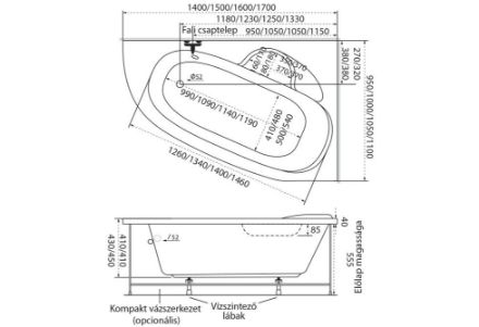 Mutassa a/az M-ACRYL Daria 170x110 balos akryl fürdőkád részleteit Kép M-ACRYL Daria 170x110 balos akryl fürdőkád