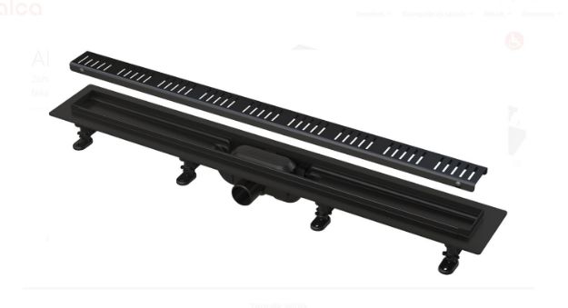 Kép AlcaPlast APZ10BLACK 750mm FEKETE zuhanyfolyóka szett (vonalas design)