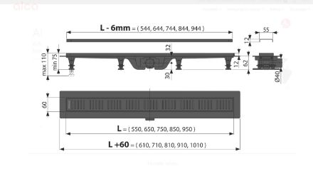 Mutassa a/az AlcaPlast APZ10BLACK 750mm FEKETE zuhanyfolyóka szett (vonalas design) részleteit Kép AlcaPlast APZ10BLACK 750mm FEKETE zuhanyfolyóka szett (vonalas design)