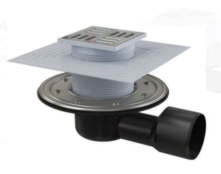 Mutassa a/az AlcaPlast Padlóösszefolyó vízszintes elvezetéssel NA75/50mm, rozsdamentes ráccsal (105x105mm), vizes és száraz bűzelzáróval, két szigetelő karimával részleteit Kép AlcaPlast Padlóösszefolyó vízszintes elvezetéssel NA75/50mm, rozsdamentes ráccsal (105x105mm), vizes és száraz bűzelzáróval, két szigetelő karimával