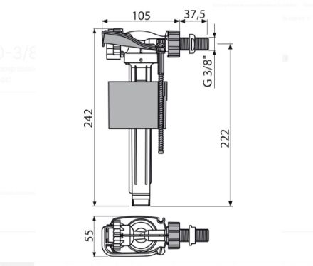 Mutassa a/az Alcaplast A160 3/8  feltöltő szelep részleteit Kép Alcaplast A160 3/8  feltöltő szelep