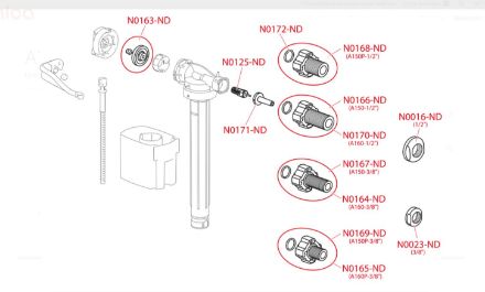 Mutassa a/az Alca Plast 3/8˝ A 160 UNI univerzális töltőszelep (fém menetes) részleteit Kép Alca Plast 3/8˝ A 160 UNI univerzális töltőszelep (fém menetes)