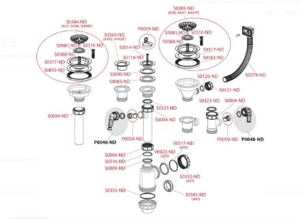 Mutassa a/az Alca Plast A 33 6/4˝ D70  leeresztőszelep részleteit Kép Alca Plast A 33 6/4˝ D70  leeresztőszelep
