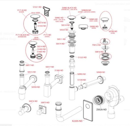 Mutassa a/az A 393 mosdó leeresztő click-clack szögletes dugóval részleteit Kép A 393 mosdó leeresztő click-clack szögletes dugóval