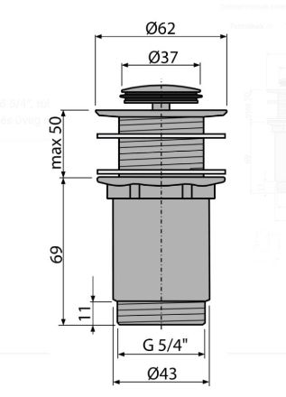 Mutassa a/az A 394 mosdó leeresztő click-clack kis dugóval túlfolyó nélküli mosdókhoz részleteit Kép A 394 mosdó leeresztő click-clack kis dugóval túlfolyó nélküli mosdókhoz