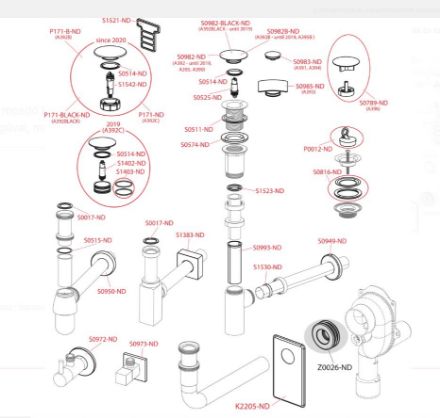 Mutassa a/az A 394 mosdó leeresztő click-clack kis dugóval túlfolyó nélküli mosdókhoz részleteit Kép A 394 mosdó leeresztő click-clack kis dugóval túlfolyó nélküli mosdókhoz