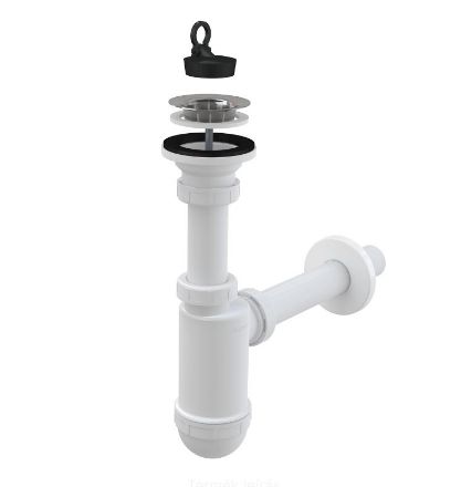 Mutassa a/az Alca Plast A 411 5/4˝- NA32 műanyag mosdószifon fém leeresztő szeleppel részleteit Kép Alca Plast A 411 5/4˝- NA32 műanyag mosdószifon fém leeresztő szeleppel