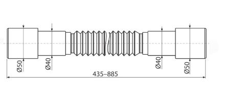 Mutassa a/az Alcaplast A 720 flexibilis bekötőcső 50/40 x 40/50, 435-885 mm részleteit Kép Alcaplast A 720 flexibilis bekötőcső 50/40 x 40/50, 435-885 mm