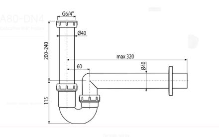 Mutassa a/az Alca PlastA 80 DN 40  6/4˝ műa. csőszifon részleteit Kép Alca PlastA 80 DN 40  6/4˝ műa. csőszifon