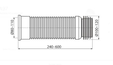 Mutassa a/az Alcaplast A 97 WC bekötőcső flexibilis 280-550 mm részleteit Kép Alcaplast A 97 WC bekötőcső flexibilis 280-550 mm