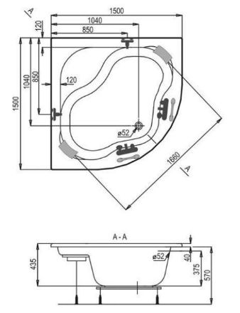 Mutassa a/az Syntia PLUS akril fürdőkád 150x150cm akryl sarokkád, 5mm-es akrilból részleteit Kép Syntia PLUS akril fürdőkád 150x150cm akryl sarokkád, 5mm-es akrilból