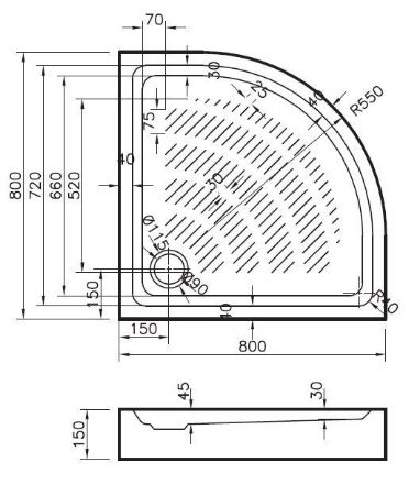 Mutassa a/az Multi akril zuhanytálca 80x80cm-es íves  részleteit Kép Multi akril zuhanytálca 80x80cm-es íves