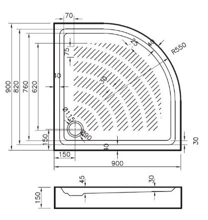 Mutassa a/az Multi akril zuhanytálca 90x90cm-es íves  részleteit Kép Multi akril zuhanytálca 90x90cm-es íves