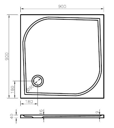 Mutassa a/az Anima 90x90cm-es szögletes akryl zuhanytálca lapos kivitel részleteit Kép Anima 90x90cm-es szögletes akryl zuhanytálca lapos kivitel