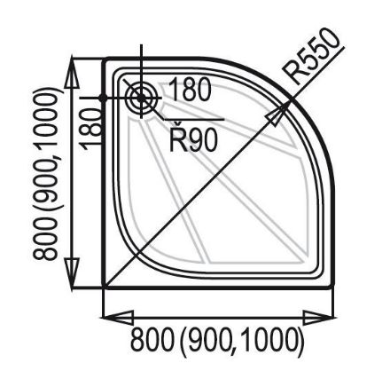 Mutassa a/az Anima 100x100cm-es íves műmárvány zuhanytálca részleteit Kép Anima 100x100cm-es íves műmárvány zuhanytálca