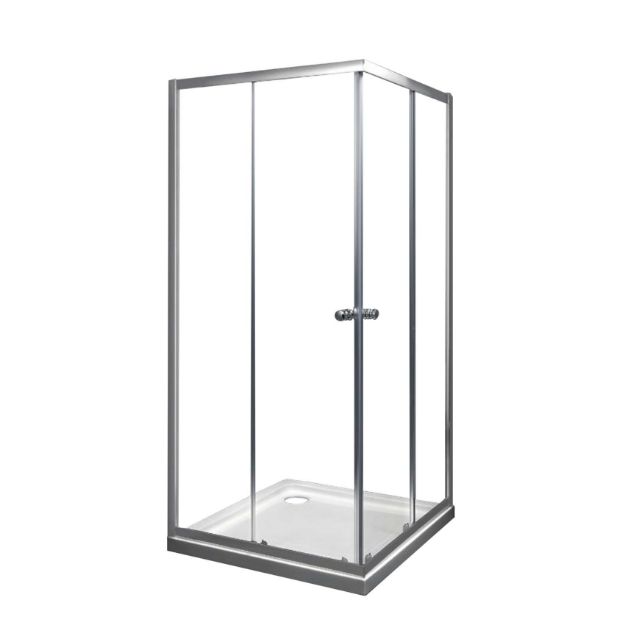 Kép Szögletes zuhanykabin két tolóajtós, króm kerettel, transparent üveggel 80cm