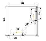 Kép Szögletes zuhanykabin két tolóajtós, króm kerettel, transparent üveggel 80cm