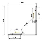 Kép Szögletes zuhanykabin két tolóajtós, króm kerettel, transparent üveggel 90cm