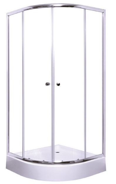 Kép Íves zuhanykabin két tolóajtós, króm kerettel, transparent üveggel 80cm