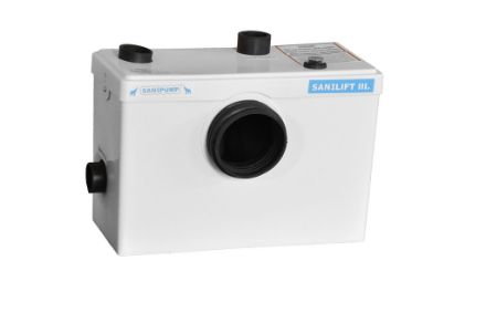 Mutassa a/az Sanipump Basic WC+2 szennyvízátemelő, WC + 1db felső csonk és 1db oldalsó csonk, darálós WC részleteit Kép Sanipump Basic WC+2 szennyvízátemelő, WC + 1db felső csonk és 1db oldalsó csonk, darálós WC
