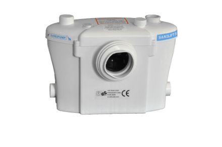 Mutassa a/az Sanipump Optimum WC+3 szennyvízátemelő, 1db felső csonk és 2db oldalsó csonk, darálós WC részleteit Kép Sanipump Optimum WC+3 szennyvízátemelő, 1db felső csonk és 2db oldalsó csonk, darálós WC