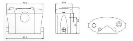 Mutassa a/az Sanipump Optimum WC+3 szennyvízátemelő, 1db felső csonk és 2db oldalsó csonk, darálós WC részleteit Kép Sanipump Optimum WC+3 szennyvízátemelő, 1db felső csonk és 2db oldalsó csonk, darálós WC