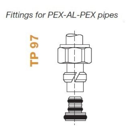 Mutassa a/az Luxor ötrétegű cső csatlakozó D16x2mm-es ötrétegű csövekhez TP97 részleteit Kép Luxor ötrétegű cső csatlakozó D16x2mm-es ötrétegű csövekhez TP97