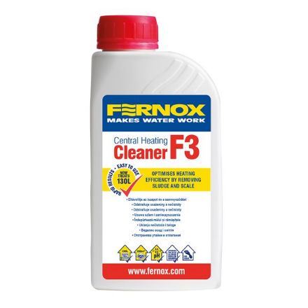 Mutassa a/az Fernox Cleaner F3 500 ml, tisztító folyadék fütési rendszerekhez részleteit Kép Fernox Cleaner F3 500 ml, tisztító folyadék fütési rendszerekhez