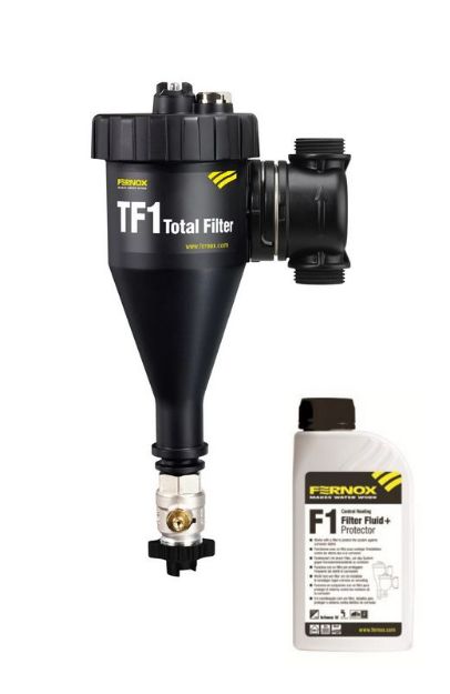 Kép Fernox TF1 Total Filter mágneses iszapleválasztó ¾" csatlakozással + Fernox F1 Filter Fluid Protector 500ml folyadék.