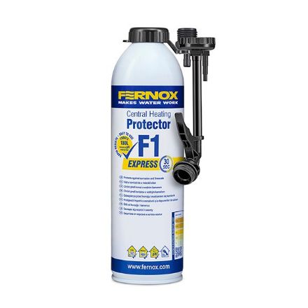 Mutassa a/az Fernox Protector F1 Express (aerosol központi fütésekhez) 400ml, inhibitor 130 liter vízhez(62434) részleteit Kép Fernox Protector F1 Express (aerosol központi fütésekhez) 400ml, inhibitor 130 liter vízhez(62434)