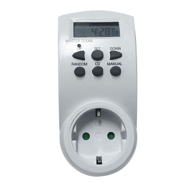 Kép Stilo programozható kapcsolóóra digitális, fehér, max 3600W 16A / 230V, STI376 