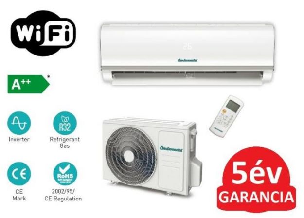 Kép Centrometal AC-Cm M-12000 oldalfali split hűtő/fűtő klíma (R32-3,5kW) - WiFi modullal