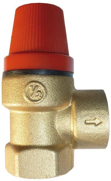 Kép Biztonsági szelep 1/2BM-1/2"BM 1/4"manométercsatlakozóval, sárgaréz