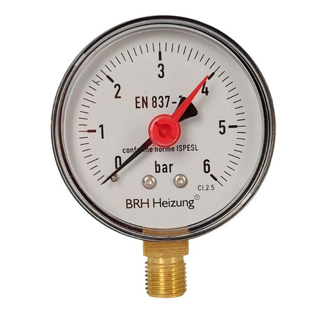 Kép Alsó csatlakozású nyomásmérő D63mm, 1/4", 0-6bar