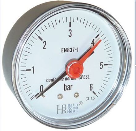 Mutassa a/az Hátsó csatlakozású nyomásmérő D63mm, 1/4", 0-6bar részleteit Kép Hátsó csatlakozású nyomásmérő D63mm, 1/4", 0-6bar